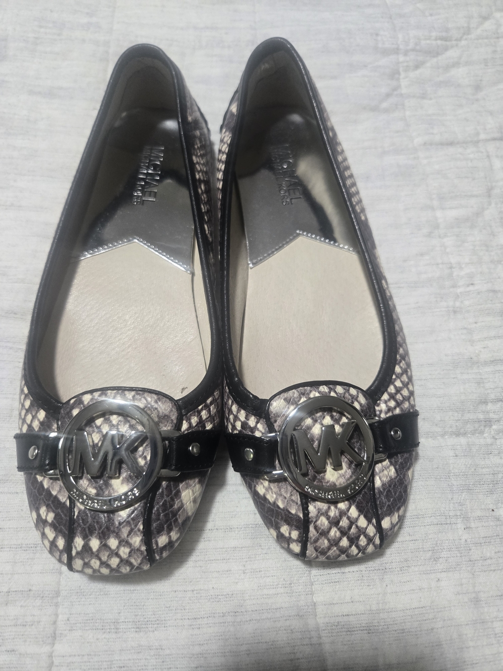 Michael Kors Python-Print Loafers in Beige and Black